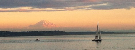 View of Mt. Rainier from Ferry